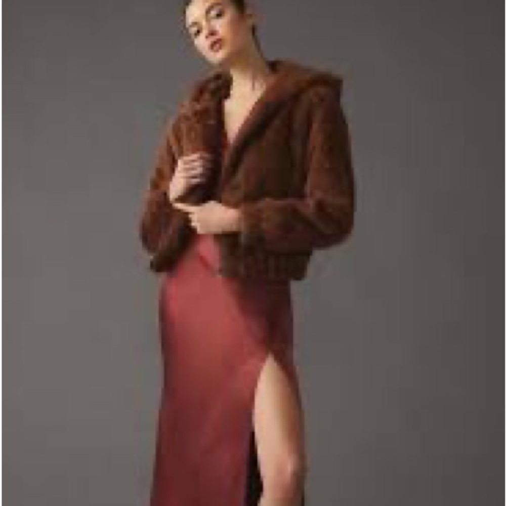 Avec Les Filles Brown Faux Fur Jacket